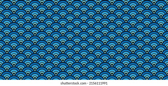 Geometric Bohemian Asian Print. Elegant Kimono, Wabi Sabi Shibori Tie Dye Ikat Water Texture. Rich VIP Japanese Wave Samless Pattern. Premium Japanese Clothes Design. Chinese Seamless Wave Pattern.