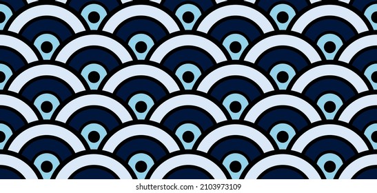 Geometric Bohemian Asian Print. Luxurious Japanese Wave Samless Pattern. Rich VIP Japanese Clothes Design. Glamour Kimono, Tie Dye Wabi Sabi Shibori Ikat Water Texture. Chinese Seamless Wave Pattern.