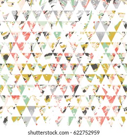 Geometric bohemian design. Watercolor vector seamless pattern with abstract stripes, dots and brushstrokes. Swimwear boho print. Ethnic endless tile with primitive hand drawn elements. 