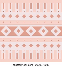 Geometric Boho Desert Seamless Vector Pattern. Blush Pink Southwestern, Bohemian Style Tribal Print. Modern, Contemporary, Chic, Abstract Striped Design. Repeating Wallpaper Background Texture Art.