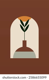 Geometric boho jar illustration. Flat design boho wall art illustration