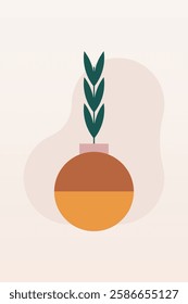 Geometric boho jar illustration. Flat design boho wall art illustration
