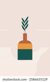Geometric boho jar illustration. Flat design boho wall art illustration