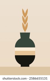 Geometric boho jar illustration. Flat design boho wall art illustration