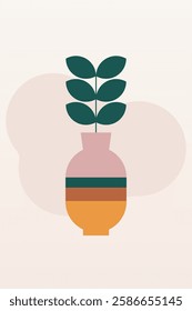 Geometric boho jar illustration. Flat design boho wall art illustration