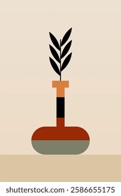 Geometric boho jar illustration. Flat design boho wall art illustration