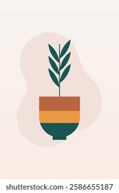 Geometric boho jar illustration. Flat design boho wall art illustration