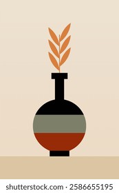 Geometric boho jar illustration. Flat design boho wall art illustration