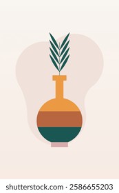 Geometric boho jar illustration. Flat design boho wall art illustration