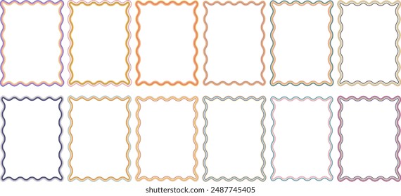 Geometric boho retro frames with colorful wavy lines	