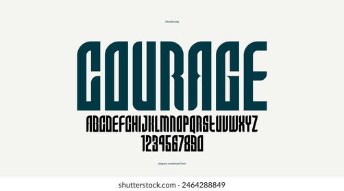 Tipo de letra geométrica negrita elegante sin serif, Vector grueso mínimo simple mínimo simple fuente, cartel retro y letras de publicidad y alfabeto de números para encabezados de logotipos o lemas.
