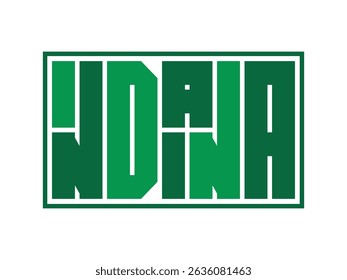 Geometric negrito Nome do estado de Indiana Design Gráfico Arte isolada