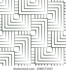 Geometric bold lines patterned  square seamless pattern background, oriental sea waves cubic style