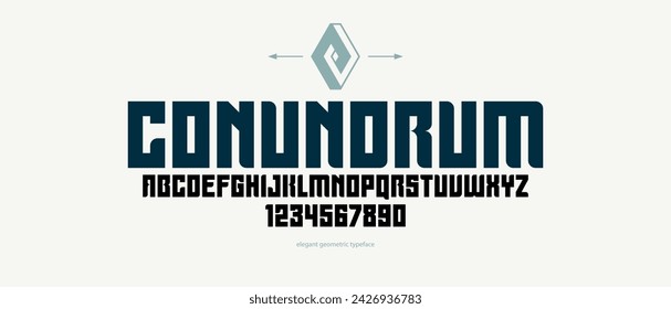 Geometric bold sans serif typeface, vector thick and massive simple minimal font, poster and advertising letters and numbers alphabet for logos headers or slogans.