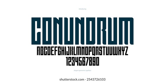 Geometric bold sans serif typeface, vector thick and massive simple minimal font, poster and advertising letters and numbers alphabet for logos headers or slogans.