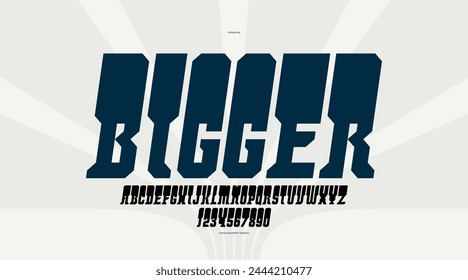 Geometric bold and strong vector font for logos and emblems, heavy letters alphabet for posters and advertising, display typeface with huge brutal and urban letters, italic version.