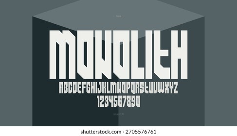 Fonte vetorial em negrito geométrico e forte para logotipos e emblemas, alfabeto de letras pesadas para cartazes e publicidade, fonte tipográfica com letras brutais e urbanas enormes.