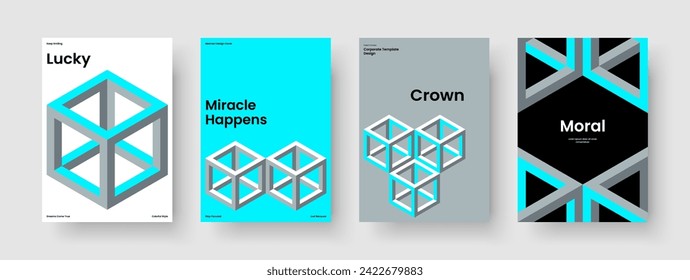 Design der geometrischen Buchabdeckung. Abstrakte Berichtsvorlage. Einziger Geschäftsvortrag-Layout. Hintergrund. Broschüre. Banner. Poster. Flyer. Notebook. Portfolio. Magazin. Markenidentität. Katalog