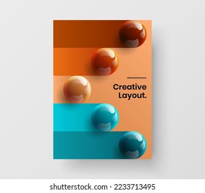 Geometric book cover design vector illustration. Minimalistic 3D balls flyer layout.