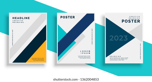 geometric book cover flyer designs set