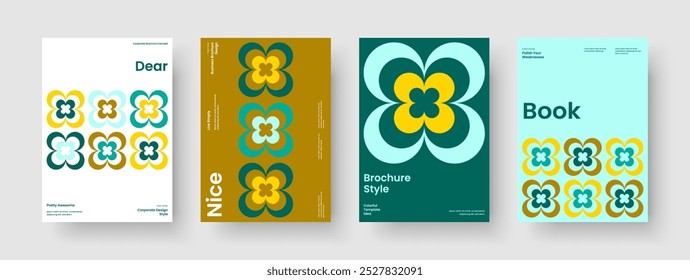 Plantilla geométrica de la cubierta del libro. Abstractas diseño de carteles. Diseño de presentación empresarial aislado. Anuncio. Folleto. Informe. Antecedentes. Volante. Manual. Boletín informativo. Cartera. Panfleto. Cuaderno