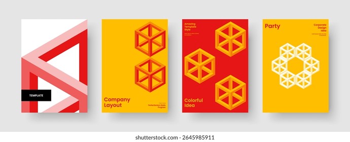 Modelo Geométrico de Capa de Livro. Layout de Folheto Isolado. Resumo do projeto de apresentação de negócios. Relatório. Cartaz. Faixa. Panfleto. Histórico. Publicidade. Panfleto. Carteira. Catálogo. Bloco de Anotações