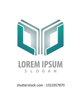 Geometric book square logo concept design. Symbol graphic template element 