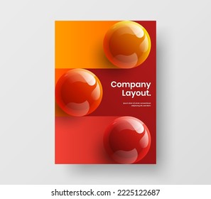Geometric booklet A4 vector design concept. Isolated 3D spheres journal cover illustration.
