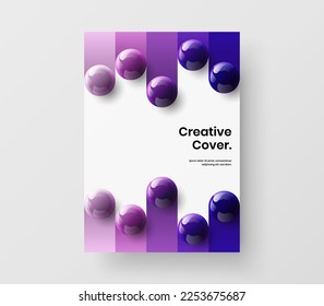 Geometric booklet A4 vector design template. Amazing 3D spheres annual report layout.
