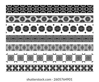 Geometric border collection in black and white