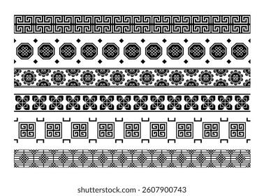 Geometric border collection in black and white