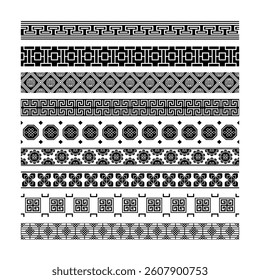 Geometric border collection in black and white