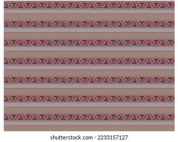 Geometric border ethnic oriental seamless with yellow orange brown embroidery style. 