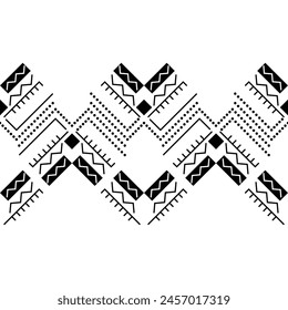 Geometric border ethnic seamless pattern  black and white color. for background or clothing and printed fabric