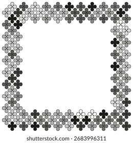 Geometric border frame. Abstract diamond shapes. Black and gray decor. Vector square ornament. EPS 10.