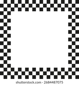 Geometric border frame. Checkerboard pattern decor. Classic checkered design. Vector square motif. EPS 10.