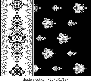Geometric Border with Paisley details for home decor and creative designs.