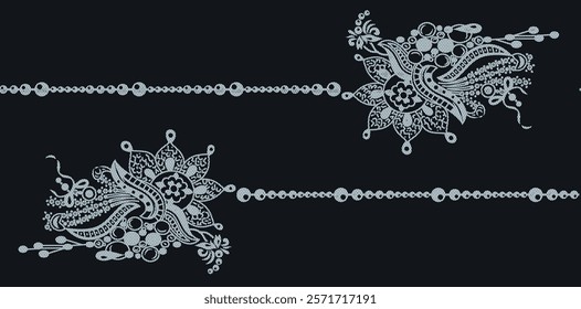Geometric Border with Paisley details for home decor and creative designs.