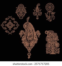Geometric Border with Paisley details for home decor and creative designs.