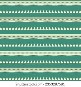 A geometric border pattern with alternating green and white triangles