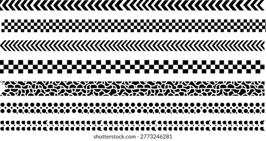 Geometric Border Pattern. Geometric border pattern set with decorative black ornamental line elements
