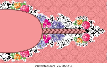 Geometric Border and patterns with floral details for wallpapers, gift wraps, home decor, and creative designs.