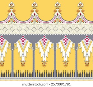 Geometric Border and patterns with floral details for wallpapers, gift wraps, home decor, and creative designs.