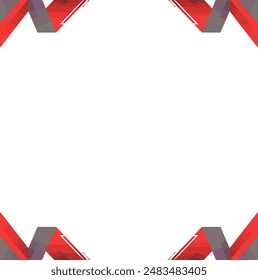 Geometric border in red and gray colors on a white background. Suitable for banners, flyers, social media graphics, and print materials.