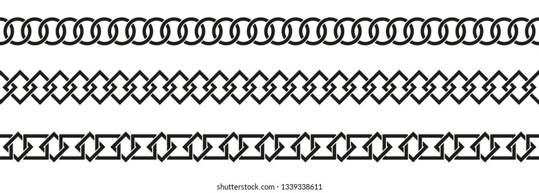 Geometric border set. Line art. Vector illustration.