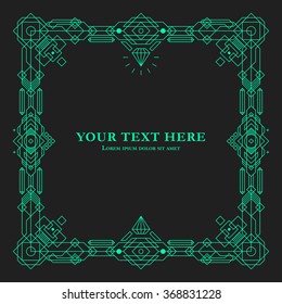 Geometric border template on dark background. 