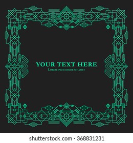 Geometric border template on dark background. 