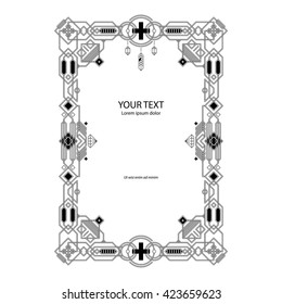 Geometric border template on white background. 