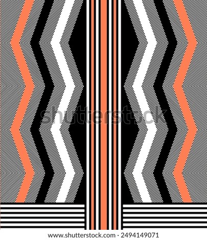 Geometric bordered width report pattern suitable for textile