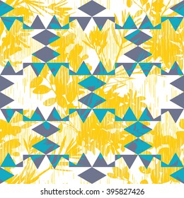 Geometric botanical pattern seamless vector background tile